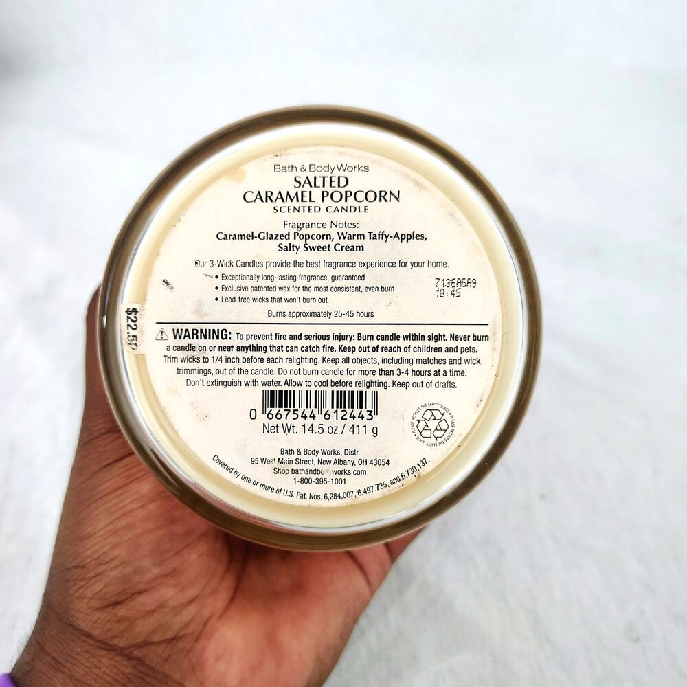 Bath & Body Works Summer Boardwalk Salted Carmel Popcorn Candle 3 Wick Jar NEW - Picture 3 of 4